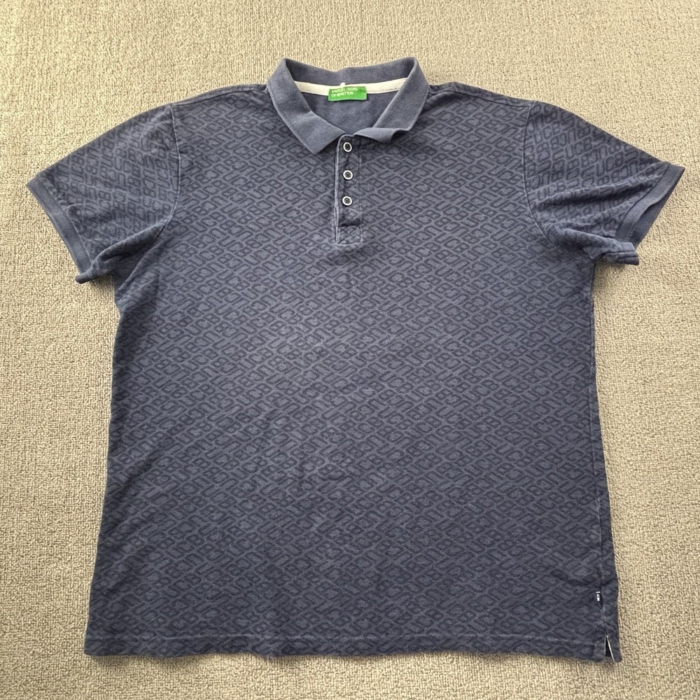 United Colors Of Benetton Polo Shirt Adult Large Blue Short Sleeve Casual Preppy